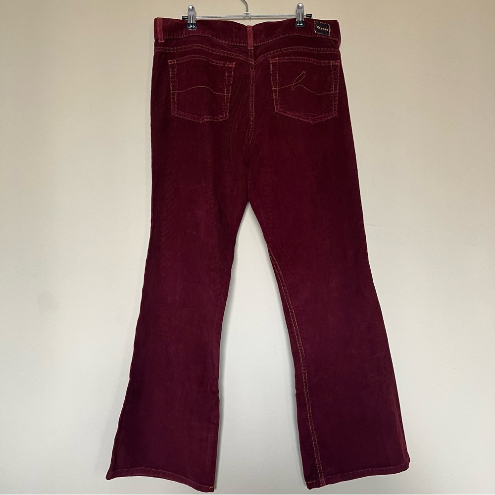 Hippie Vintage Burgundy Corduroy Flare Pants | Made USA | 70s Retro Bell Bottoms - Picture 5 of 8
